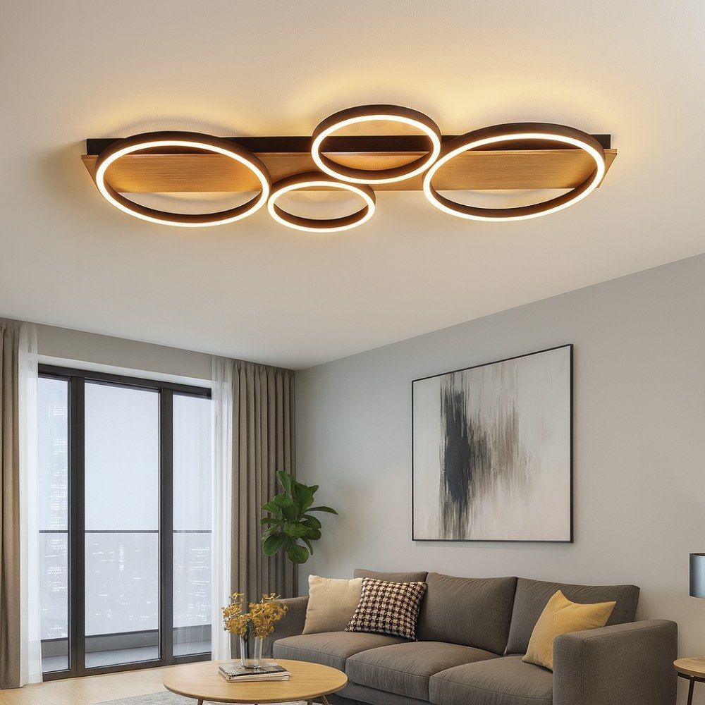 LED ПЛАФОН MATTEO-C LED ∙ 38W ∙ ЧЕРНО+ДЪРВО ∙ CCT ∙ 3000-4000-6400K / 005159