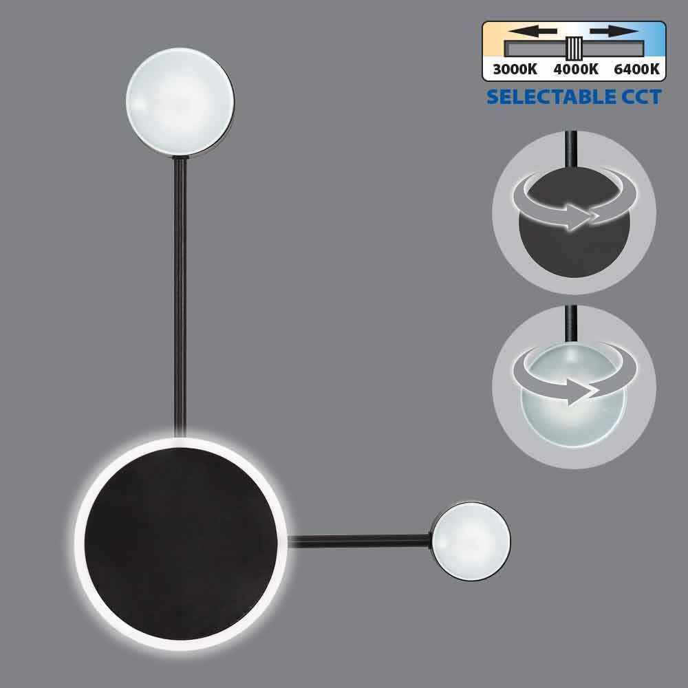 ДЕКОРАТИВНО LED ОСВЕТИТЕЛНО ТЯЛО GEMINI LED ∙ 15W ∙ ЧЕРЕН ∙ CCT-SWITCH ∙ 3000K-4000K-6400K / 004816