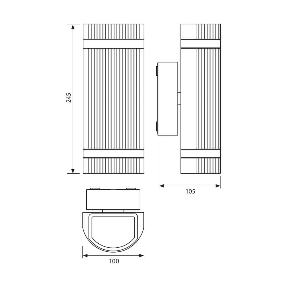 ФАСАДНО ОСВЕТИТЕЛНО ТЯЛО TALIN ∙ 2XGU10 ∙ ЧЕРЕН ∙ IP44 / 004261