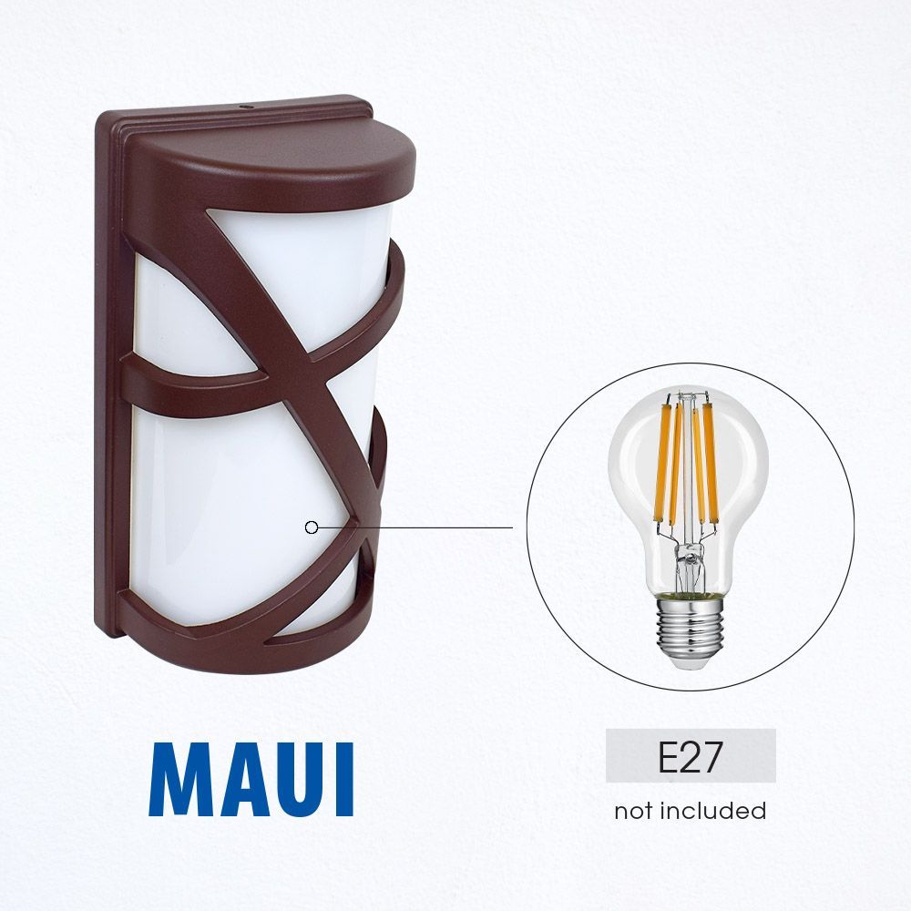 ВЛАГОЗАЩИТЕН АПЛИК MAUI ∙ 1 X E27 ∙ КАФЯВ ∙ IP44 / 004380