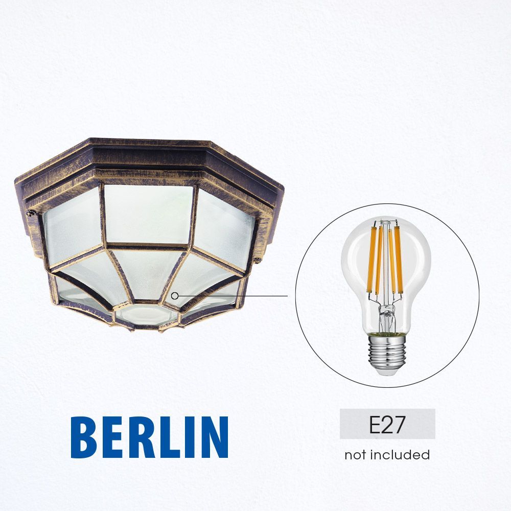 ПЛАФОНИЕРА BERLIN ∙ 1 X E27 ∙ АНТИЧНО ЗЛАТО ∙ IP44 / 004265