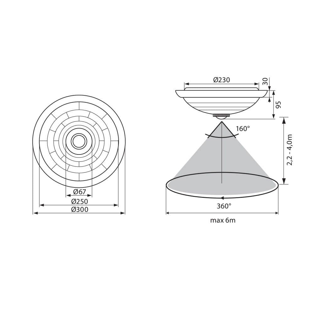 ПЛАФОНИЕРА СЪС СЕНЗОР ЗА ДВИЖЕНИЕ LEO ∙ F30 ∙ SR36 / 003078
