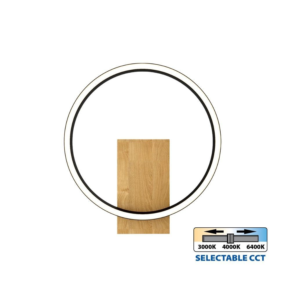 LED АПЛИК MATTEO LED ∙ 12W ∙ ЧЕРНО+ДЪРВО ∙ CCT ∙ 3000-4000-6400K / 005157