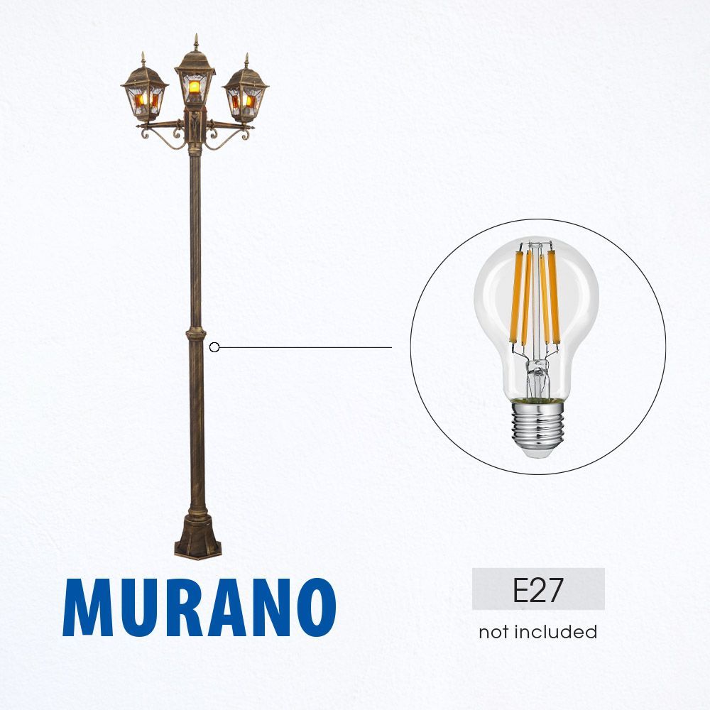 ФЕНЕР MURANO ∙ PL007 ∙ АНТИЧЕН МЕСИНГ ∙ IP44 / 004375