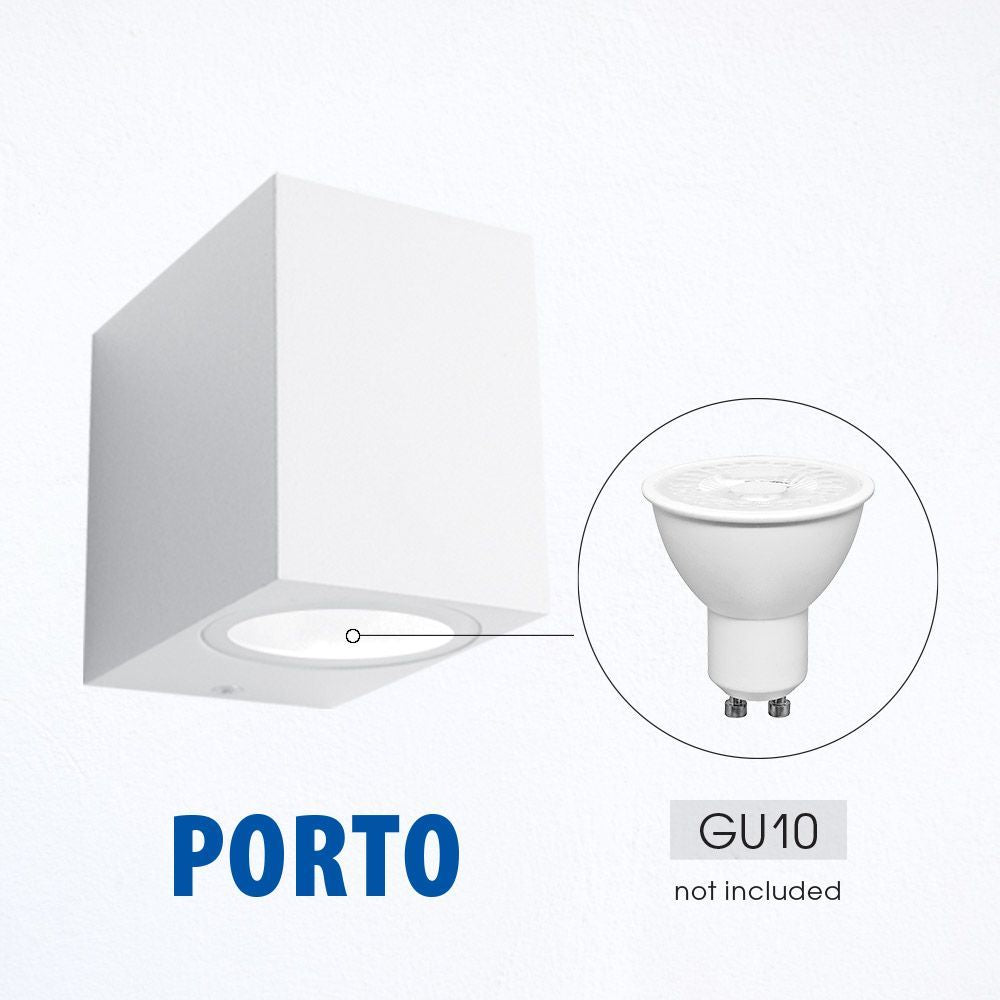 ФАСАДНО ОСВЕТИТЕЛНО ТЯЛО PORTO/SQ ∙ 1 X GU10 ∙ БЯЛ ∙ IP44 / 04666