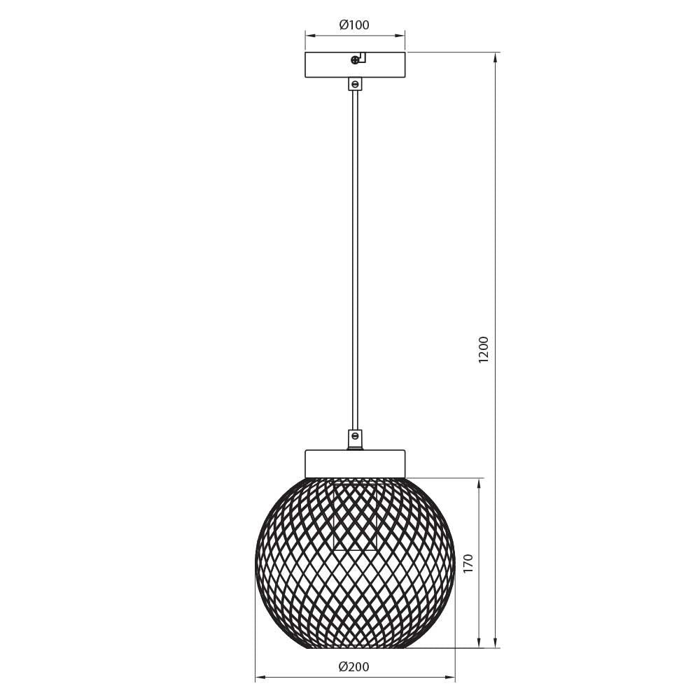 Полилей MOKA ∙ SSP961-1H ∙ 1xE27 ∙ метал+дърво ∙ мрежа ∙ черен / 005281