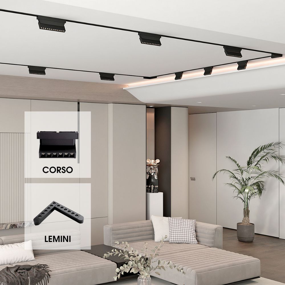 SLIM25 МАГНИТЕН LED ЪГЪЛ LEMINI LED ∙ 12W ∙ ЧЕРЕН ∙ 3000K / 004932