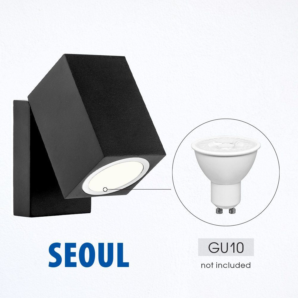 ВЛАГОЗАЩИТЕН ФАСАДЕН АПЛИК SEOUL/W ∙ 1 X GU10 ∙ ЧЕРЕН ∙ IP44 / 004351