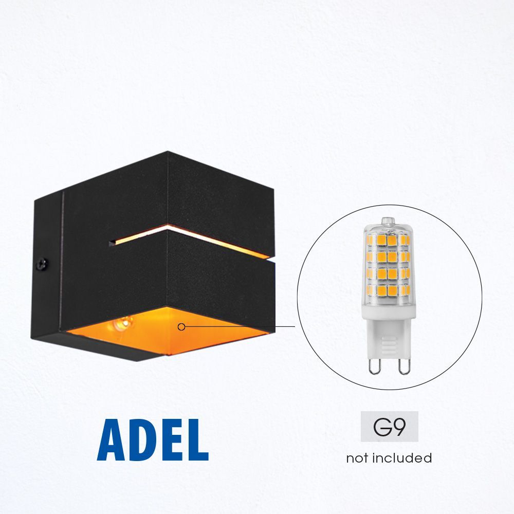 ДЕКОРАТИВЕН КВАДРАТЕН АПЛИК ADEL ∙ WL721 ∙ G9 ∙ ЧЕРНО+ЗЛАТО / 004629