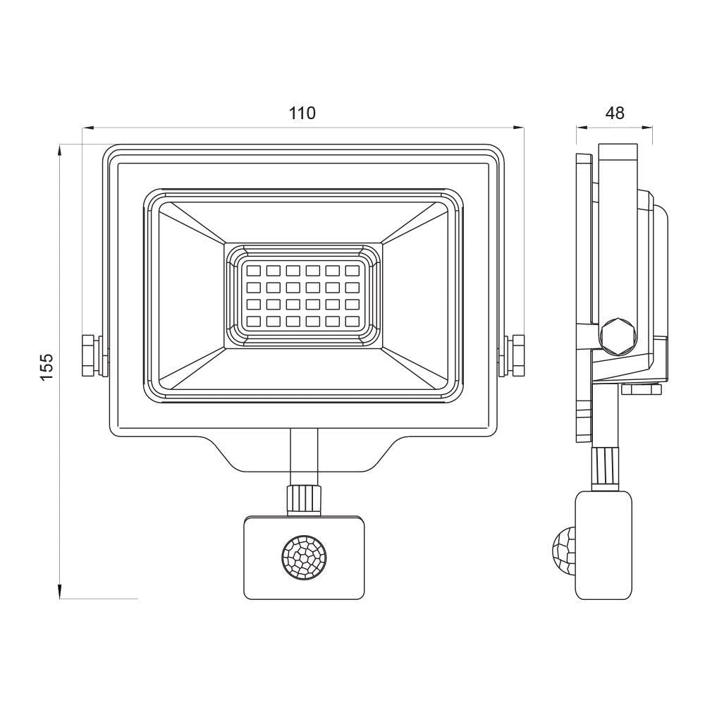 LED ПРОЖЕКТОР СЪС СЕНЗОР SHIFT LED ∙ 20W ∙ ЧЕРЕН ∙ 6400K / 004536