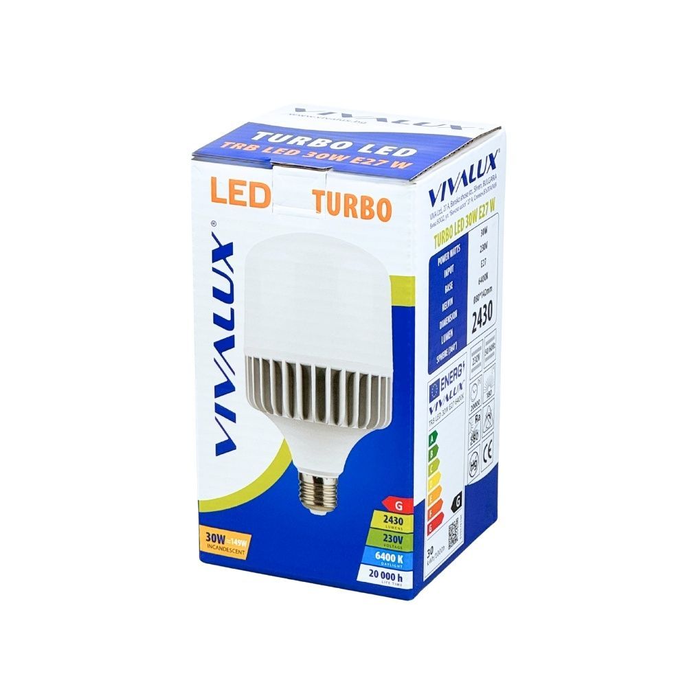 LED ЛАМПА TURBO LED ∙ 30W ∙ 2430LM ∙ E27 ∙ 6400K / 003697