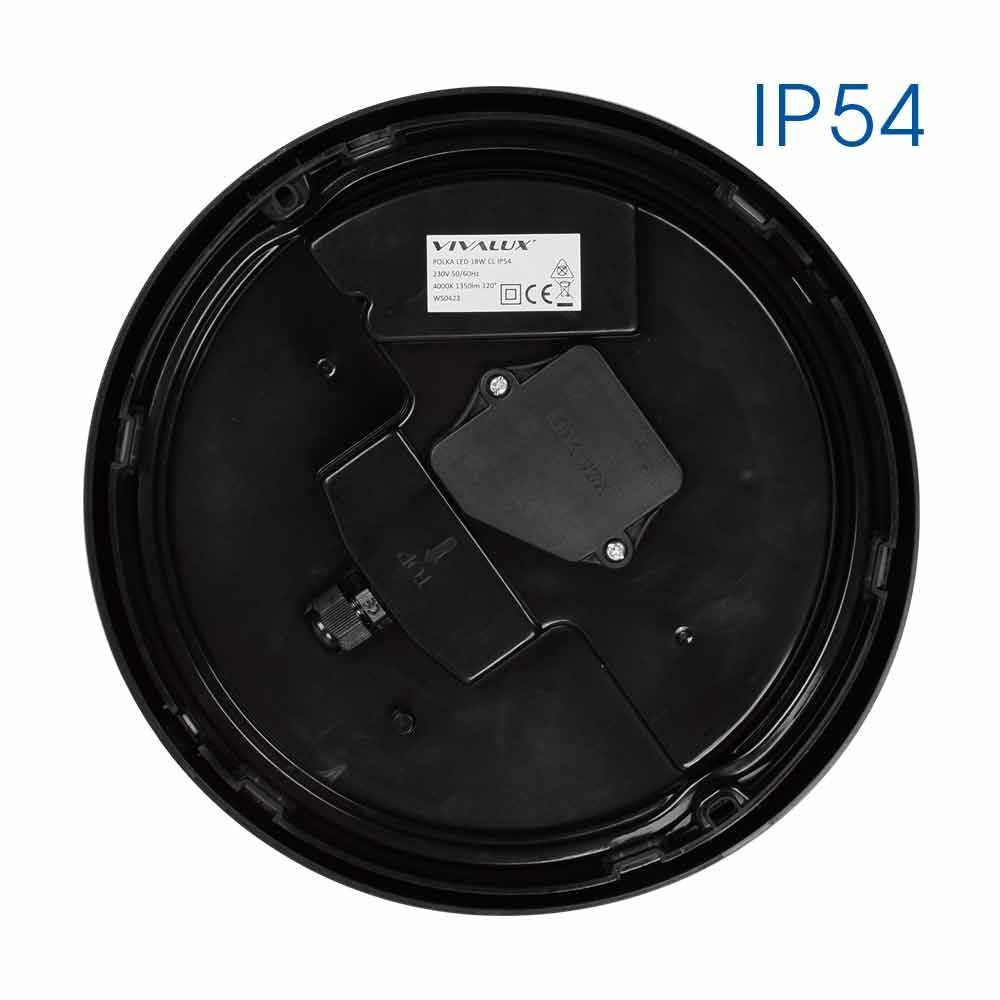 LED ПЛАФОНИЕРА POLKA LED ∙ 18W ∙ ЧЕРЕН ∙ 4000K ∙ IP54 / 004744