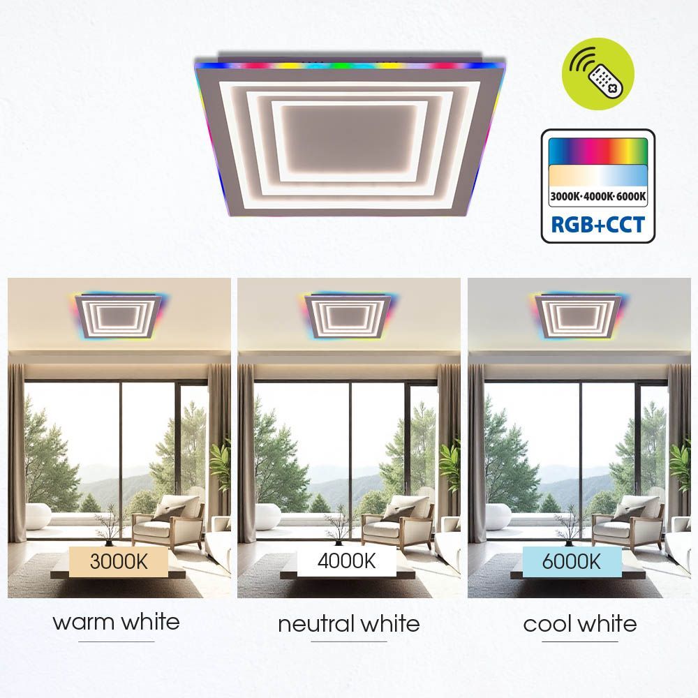 МУЛТИФУНКЦИОНАЛНА LED ПЛАФОНИЕРА С ДИСТАНЦИОННО DAKOTA ∙ 102W ∙ RGB+CCT ∙ 3000-6000K / 005171