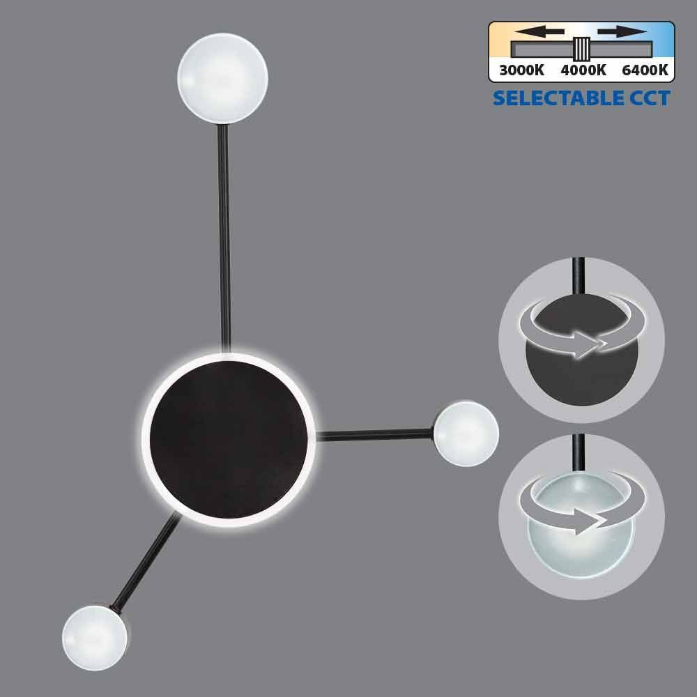 ДЕКОРАТИВНО LED ОСВЕТИТЕЛНО ТЯЛО GEMINI LED ∙ 19W ∙ ЧЕРЕН ∙ CCT-SWITCH ∙ 3000K-4000K-6400K / 004817
