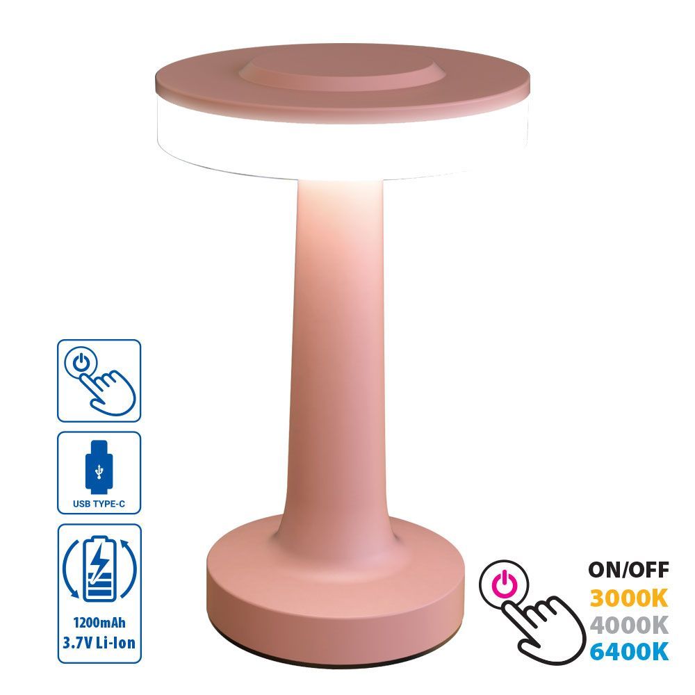 НАСТОЛНА БЕЗЖИЧНА LED ЛАМПА С АКУМУЛАТОРНА БАТЕРИЯ JULIE LED ∙ 2W ∙ ДИМИРУЕМА ∙ CCT ∙ 3000K-4000K-6400K / 005141