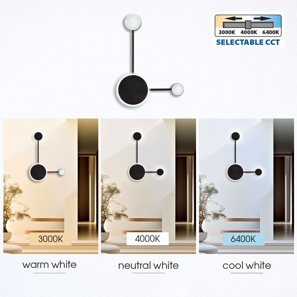 ДЕКОРАТИВНО LED ОСВЕТИТЕЛНО ТЯЛО GEMINI LED ∙ 15W ∙ ЧЕРЕН ∙ CCT-SWITCH ∙ 3000K-4000K-6400K / 004816