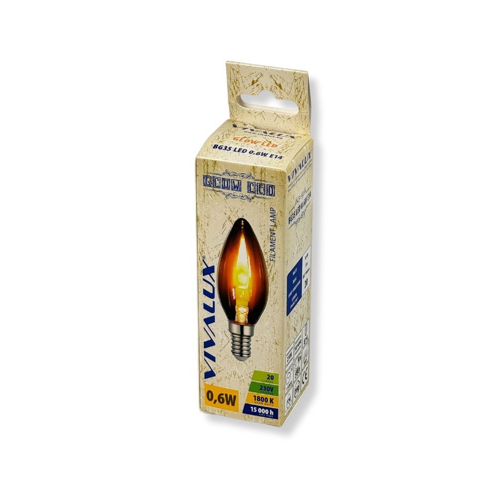 LED филамент лампа GLOW LED ∙ BG35 ∙ 0.6W ∙ 20lm ∙ E14 ∙ 1800K / 005084