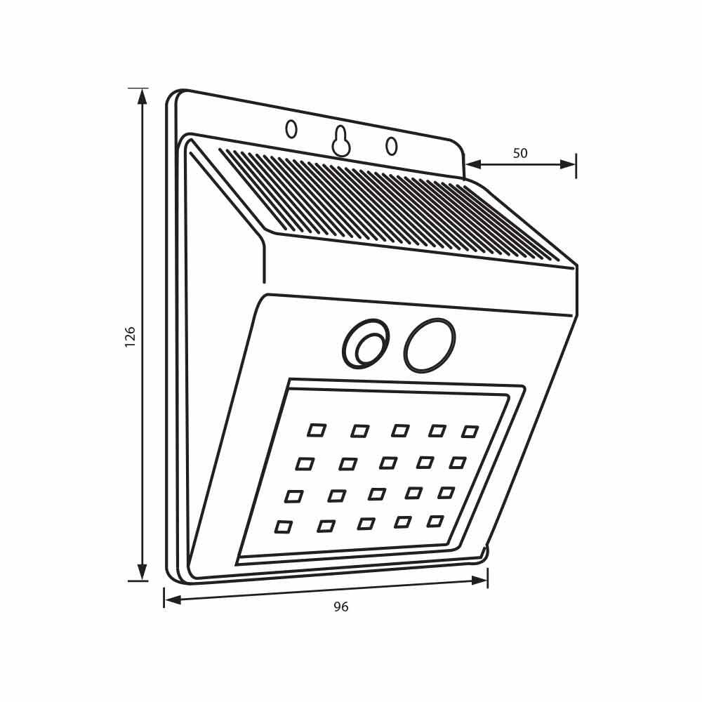 СОЛАРЕН LED АПЛИК СЪС СЕНЗОР PIN SOLAR LED ∙ 0.55W ∙ 110LM ∙ PIR ∙ 4000K ∙ IP44 / 004728