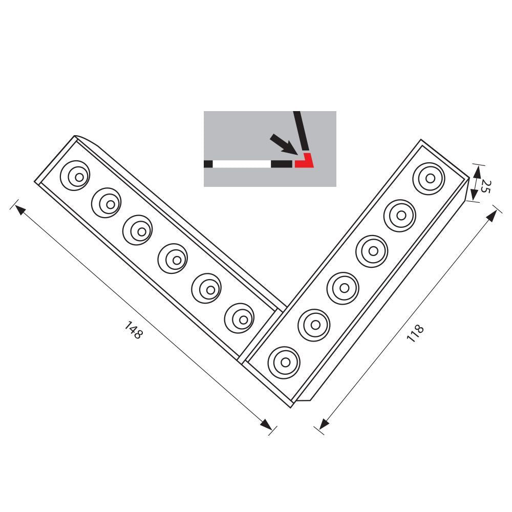 SLIM25 МАГНИТЕН LED ЪГЪЛ LEMINI LED ∙ 12W ∙ ЧЕРЕН ∙ 3000K / 004932