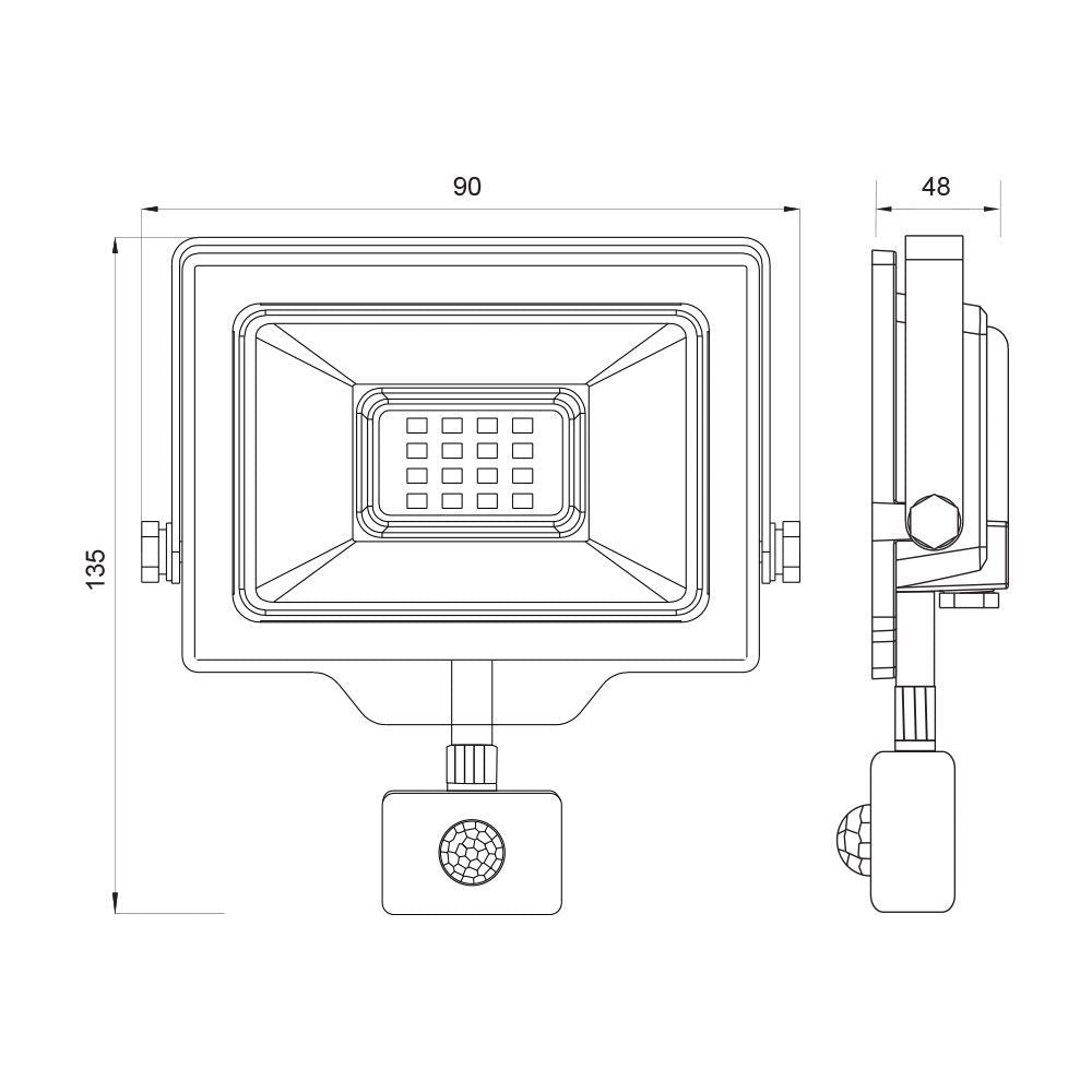 LED ПРОЖЕКТОР СЪС СЕНЗОР SHIFT LED ∙ 10W ∙ ЧЕРЕН ∙ 6400K / 004535
