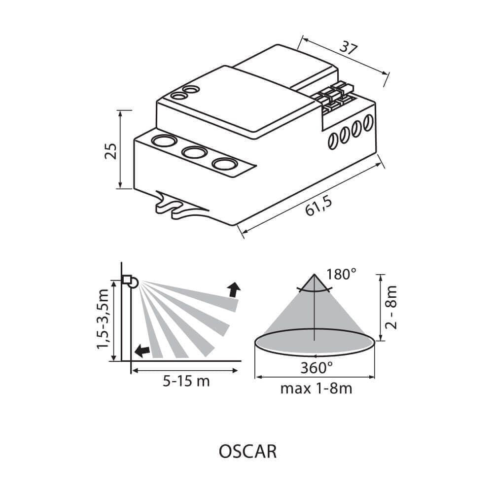 МИКРОВЪЛНОВ СЕНЗОР ЗА ДВИЖЕНИЕ OSCAR MW18-IN ∙ БЯЛ / 003891