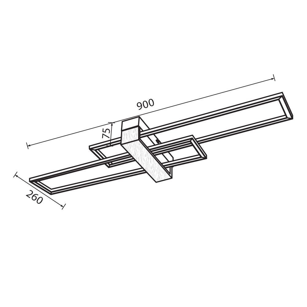 LED ПЛАФОН LUCAS LED ∙ 30W ∙ ЧЕРНО+ДЪРВО ∙ CCT ∙ 3000-4000-6400K / 005164