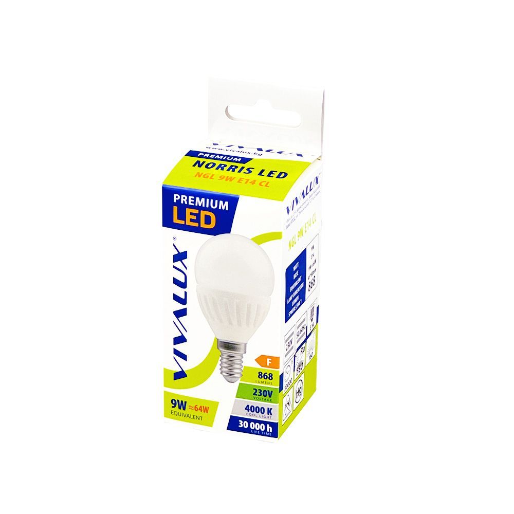 LED ЛАМПА NORRIS LED PREMIUM ∙ 9W ∙ 868LM ∙ E14 ∙ 4000K / 004305