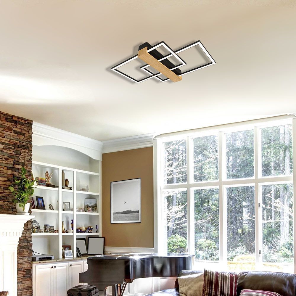 LED ПЛАФОН LUCAS LED ∙ 36W ∙ ЧЕРНО+ДЪРВО ∙ CCT ∙ 3000-4000-6400K / 005163