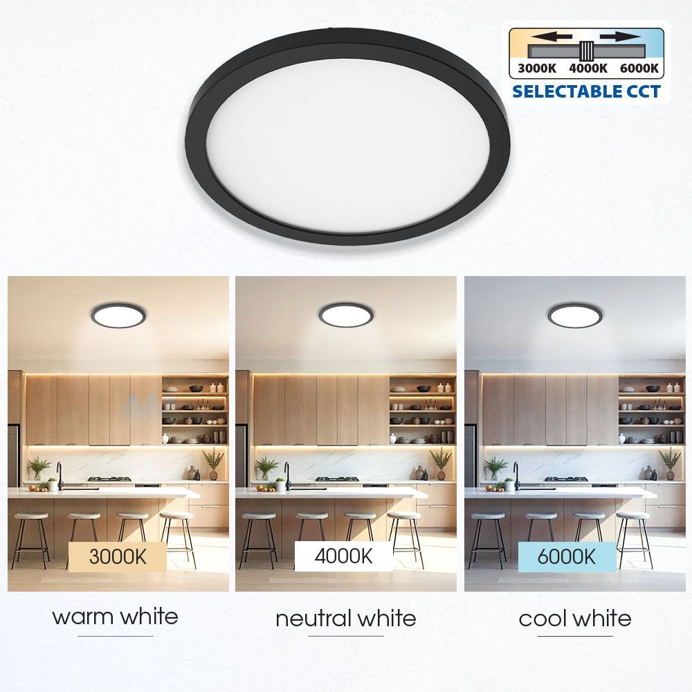 LED ПЛАФОНИЕРА NEBULA LED ∙ 12W-18W-24W ∙ ЧЕРЕН ∙ CCT-SWITCH ∙ 3000K-4000K-6000K / 004813