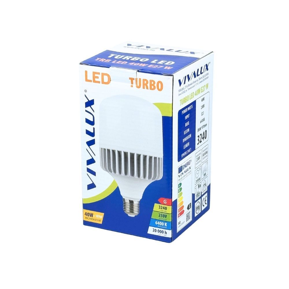 LED ЛАМПА TURBO LED ∙ 40W ∙ 3240LM ∙ E27 ∙ 6400K / 003699