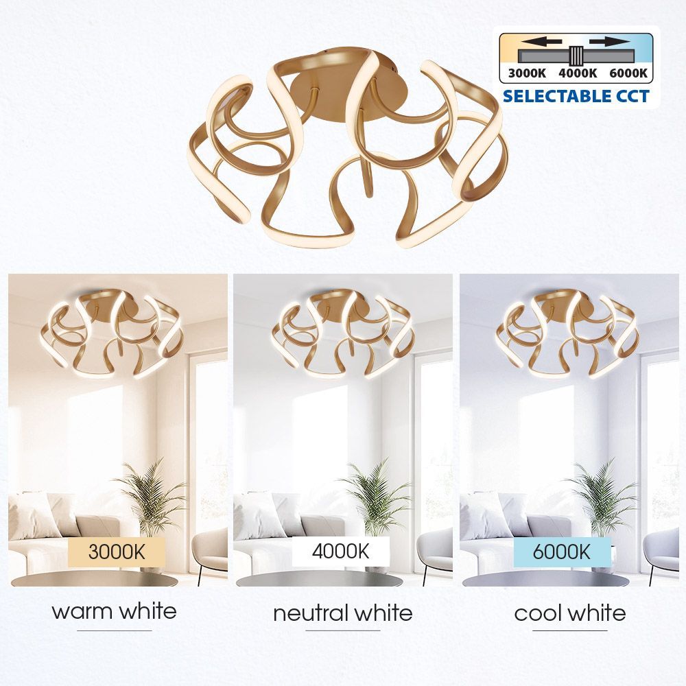 LED ПЛАФОН MEANDRA-C LED ∙ 54W ∙ ЗЛАТО ∙ CCT-SWITCH ∙ 3000-4000-6000K / 005169