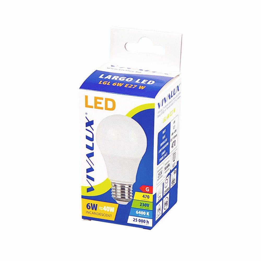 LED ЛАМПА LARGO LED ∙ 6W ∙ 470LM ∙ E27 ∙ 6400K / 003761