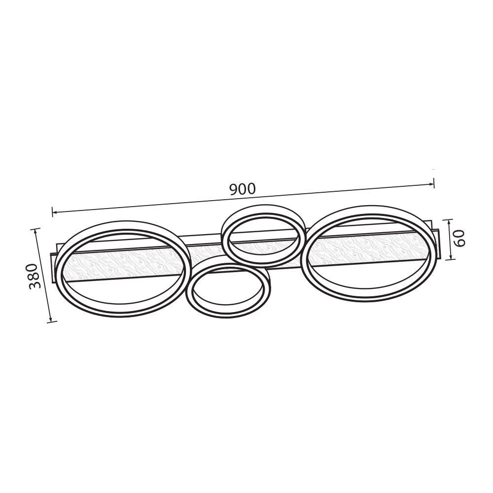 LED ПЛАФОН MATTEO-C LED ∙ 38W ∙ ЧЕРНО+ДЪРВО ∙ CCT ∙ 3000-4000-6400K / 005159
