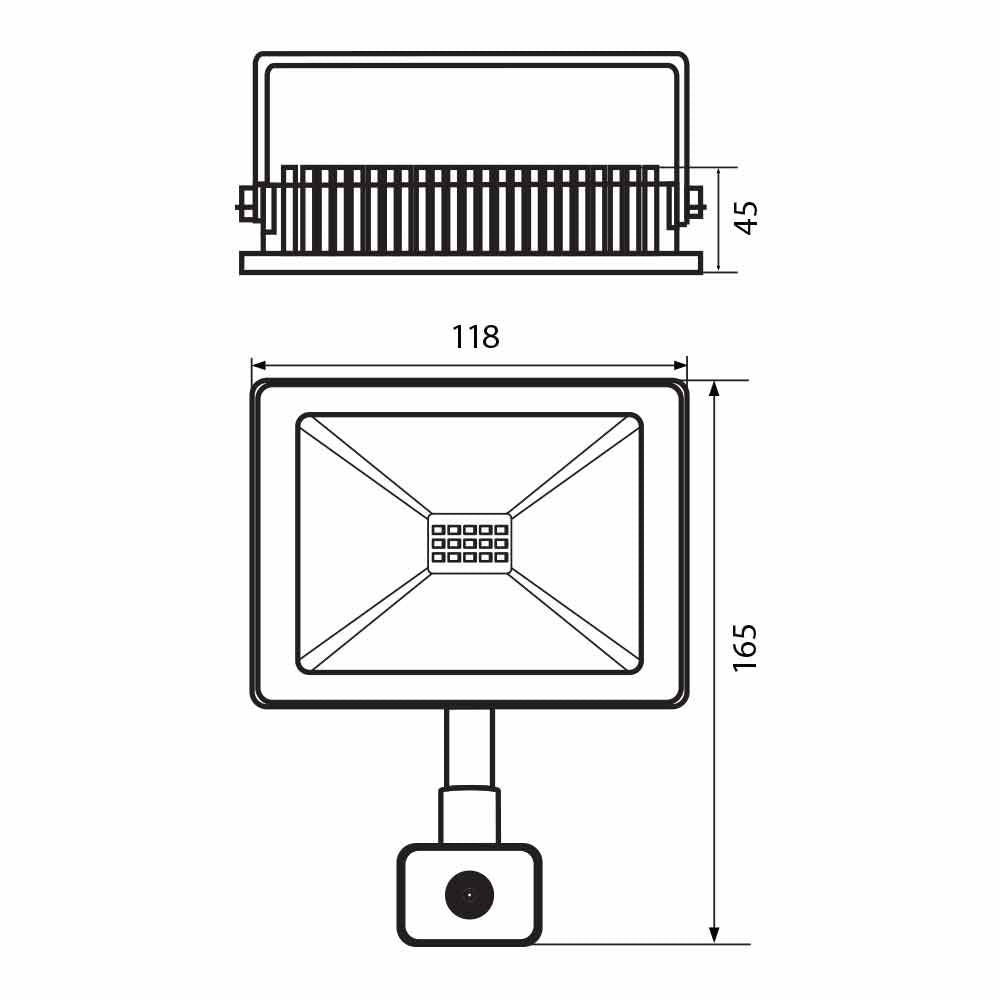 LED ПРОЖЕКТОР СЪС СЕНЗОР NYX LED ∙ 10W ∙ ЧЕРЕН ∙ 6400K ∙ IP44 / 003973