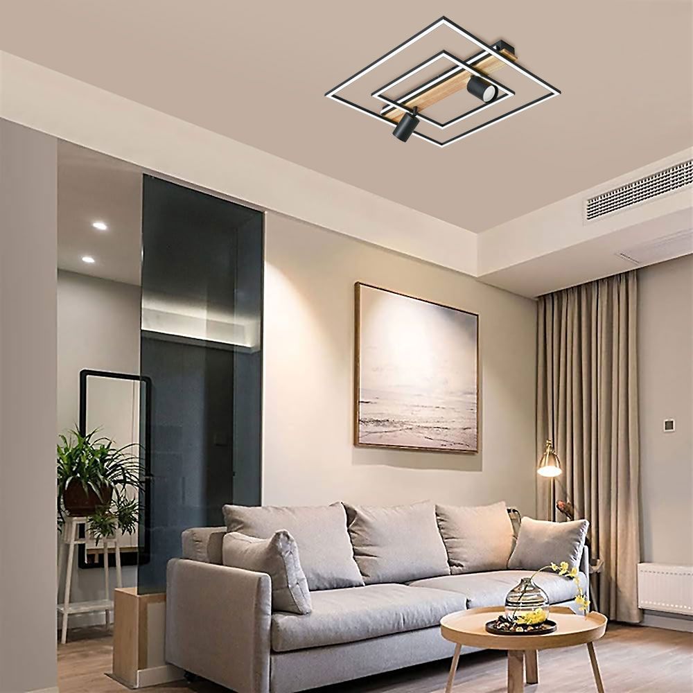 LED ПЛАФОН CAMPO LED ∙ 36W ∙ ЧЕРНО/БЯЛО+ДЪРВО ∙ CCT-SWITCH ∙ 3000-4000-6400K / 005165