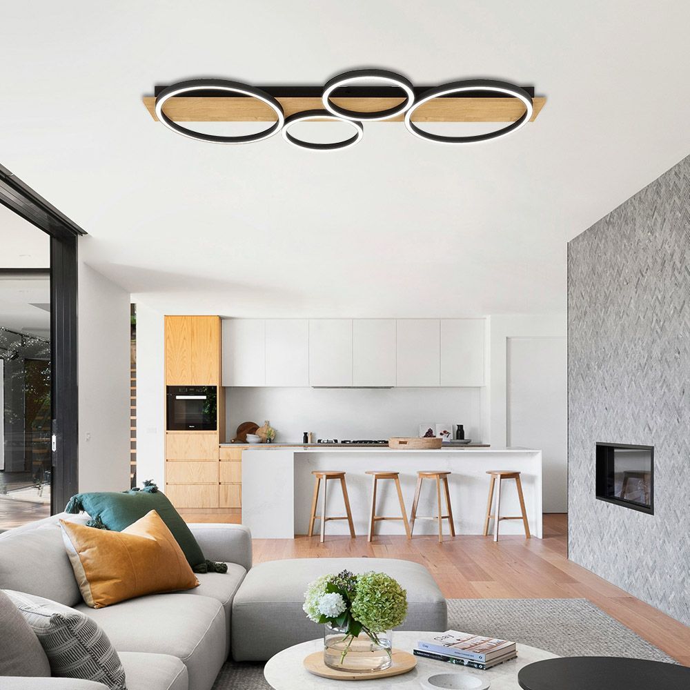 LED ПЛАФОН MATTEO-C LED ∙ 38W ∙ ЧЕРНО+ДЪРВО ∙ CCT ∙ 3000-4000-6400K / 005159