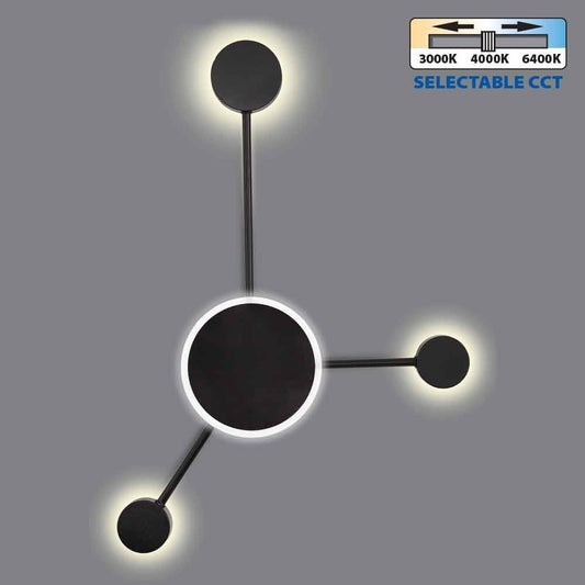 ДЕКОРАТИВНО LED ОСВЕТИТЕЛНО ТЯЛО GEMINI LED ∙ 19W ∙ ЧЕРЕН ∙ CCT-SWITCH ∙ 3000K-4000K-6400K / 004817