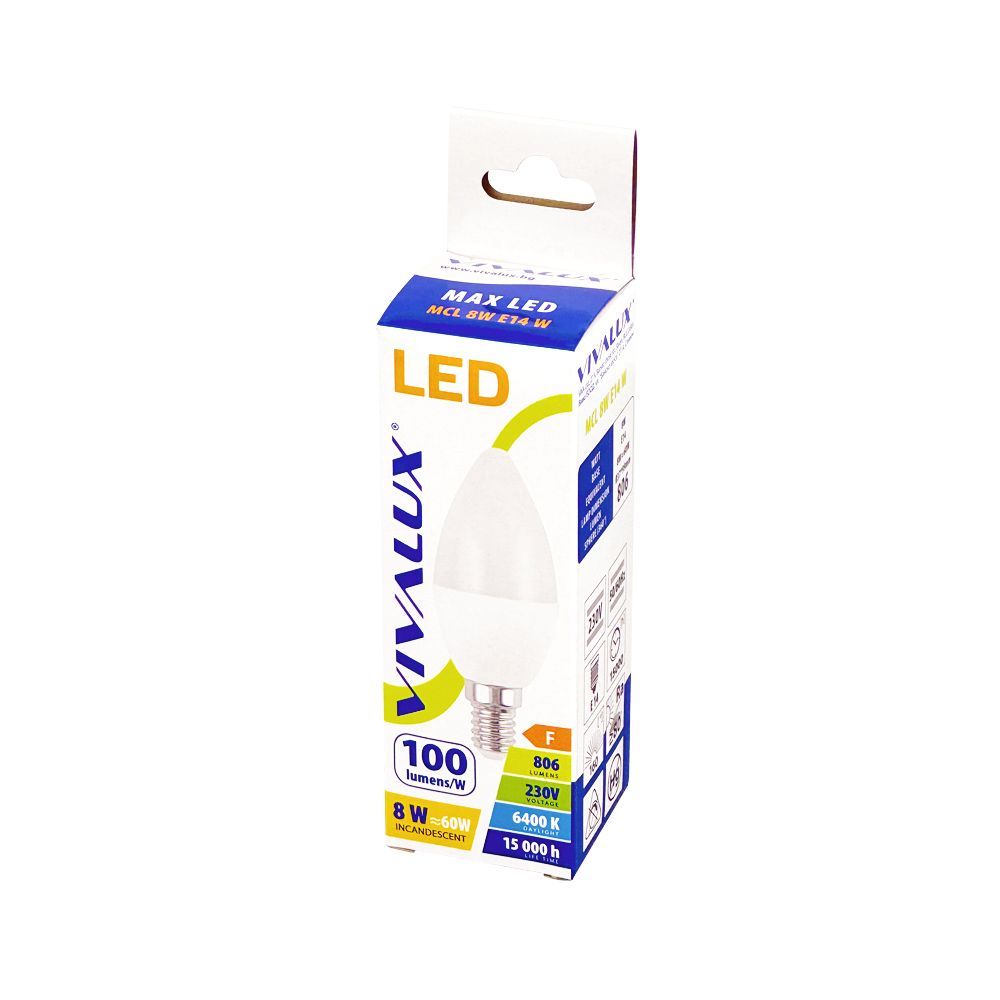 LED ЛАМПА MAX LED ∙ 8W ∙ 806LM ∙ E14 ∙ 6400K / 004458