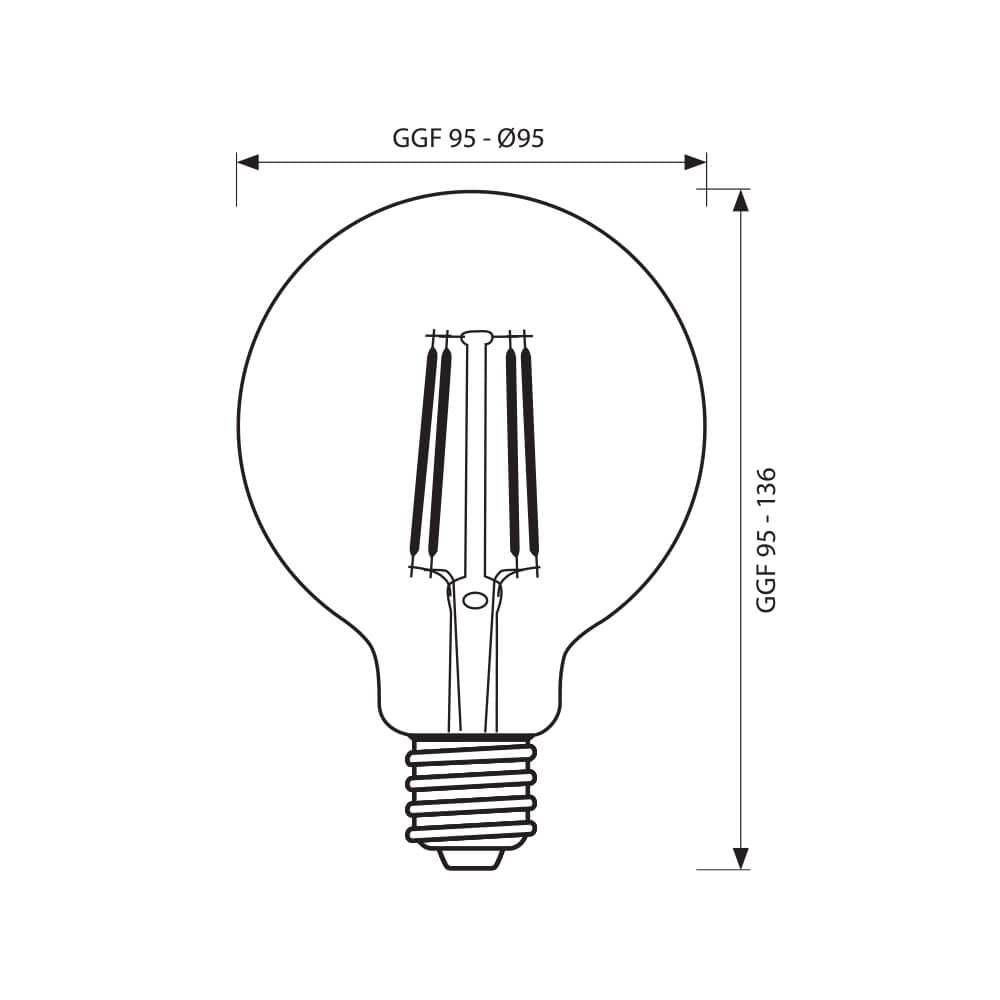 LED филамент лампа FLICK VINTAGE LED ∙ GFV95 ∙ 6W ∙ 550lm ∙ E27 ∙ 2700K / 003963