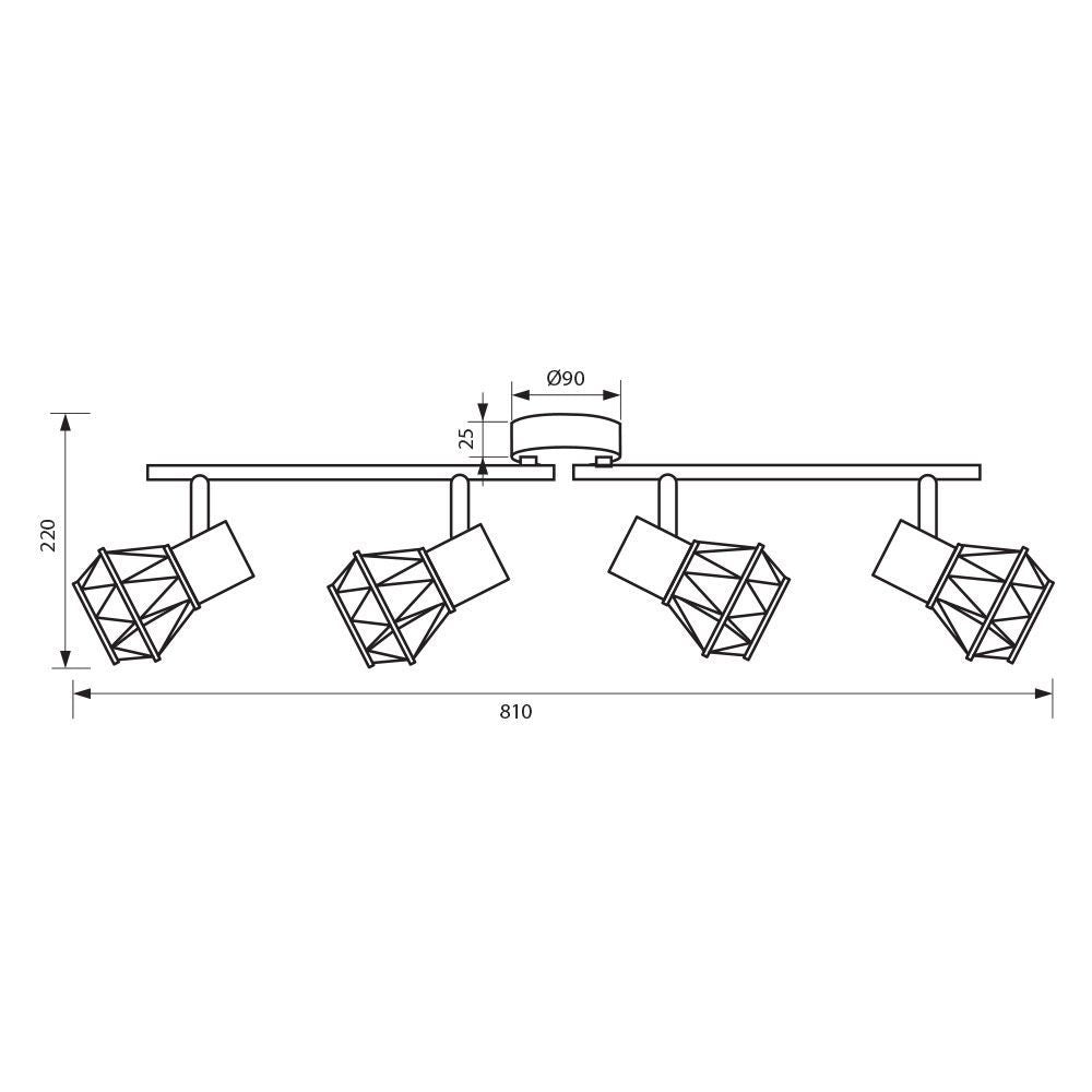 СПОТ FRODO ∙ SP796 ∙ 4XE27 ∙ МЕТАЛ ∙ ЧЕРЕН / 005090