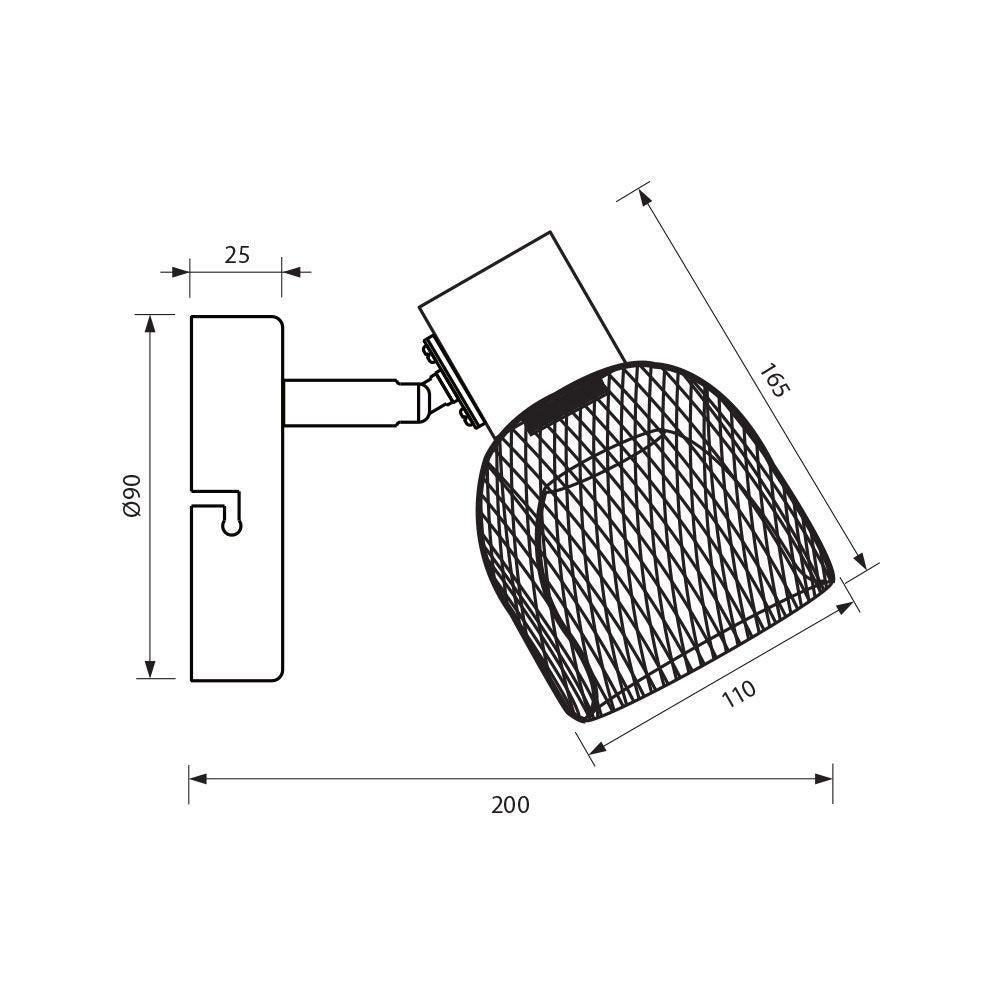 СПОТ BRIA ∙ SP791 ∙ 1XE27 ∙ МРЕЖА ∙ ЧЕРЕН / 005085