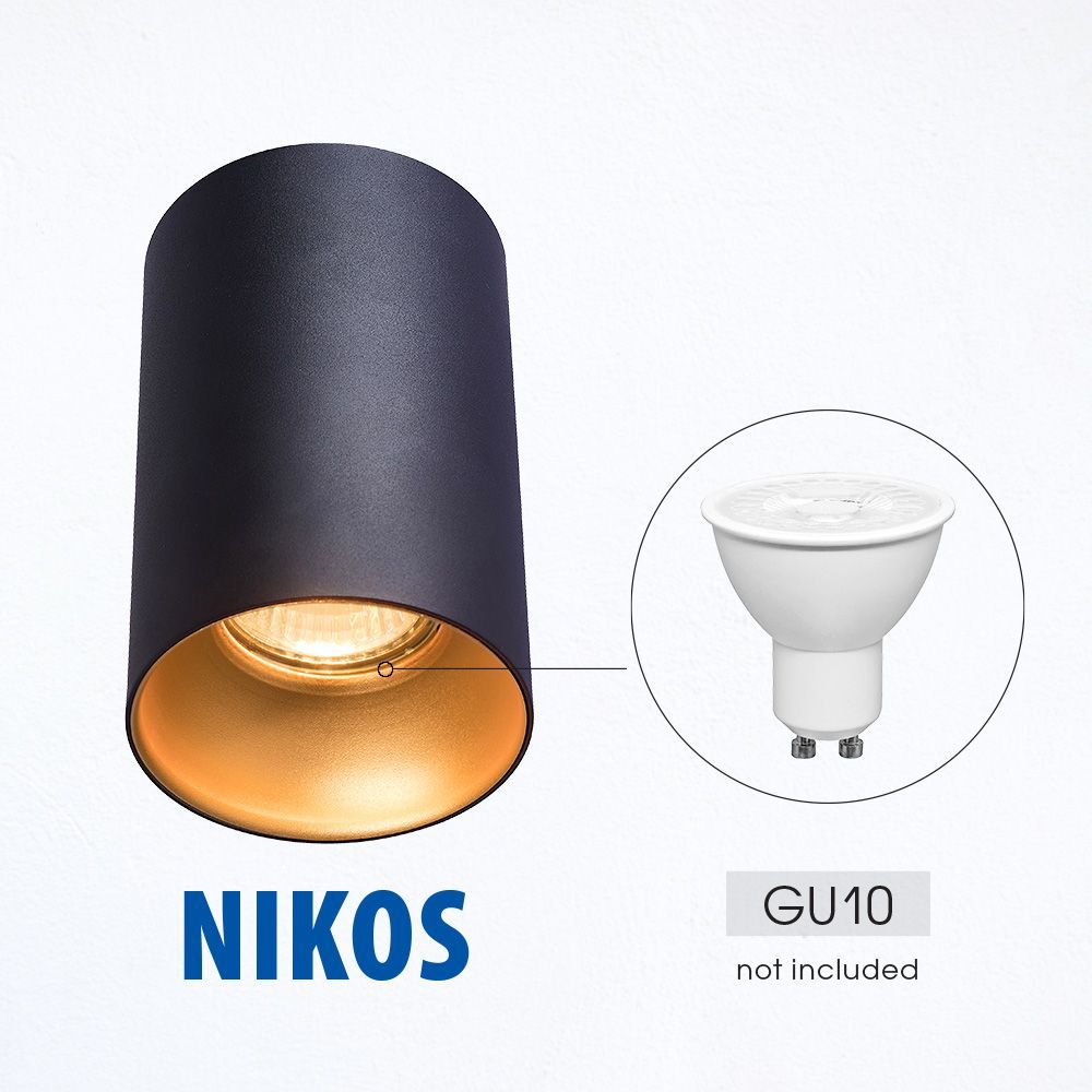ЛУНА ЗА ВЪНШЕН МОНТАЖ NIKOS ∙ DL724 ∙ GU10 ∙ ЧЕРЕН/ЗЛАТО / 004704