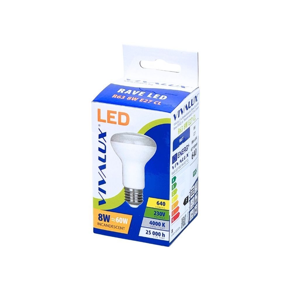 РЕФЛЕКТОРНА LED ЛАМПА RAVE LED ∙ R63 ∙ 8W ∙ 640LM ∙ E27 ∙ 4000K / 003830