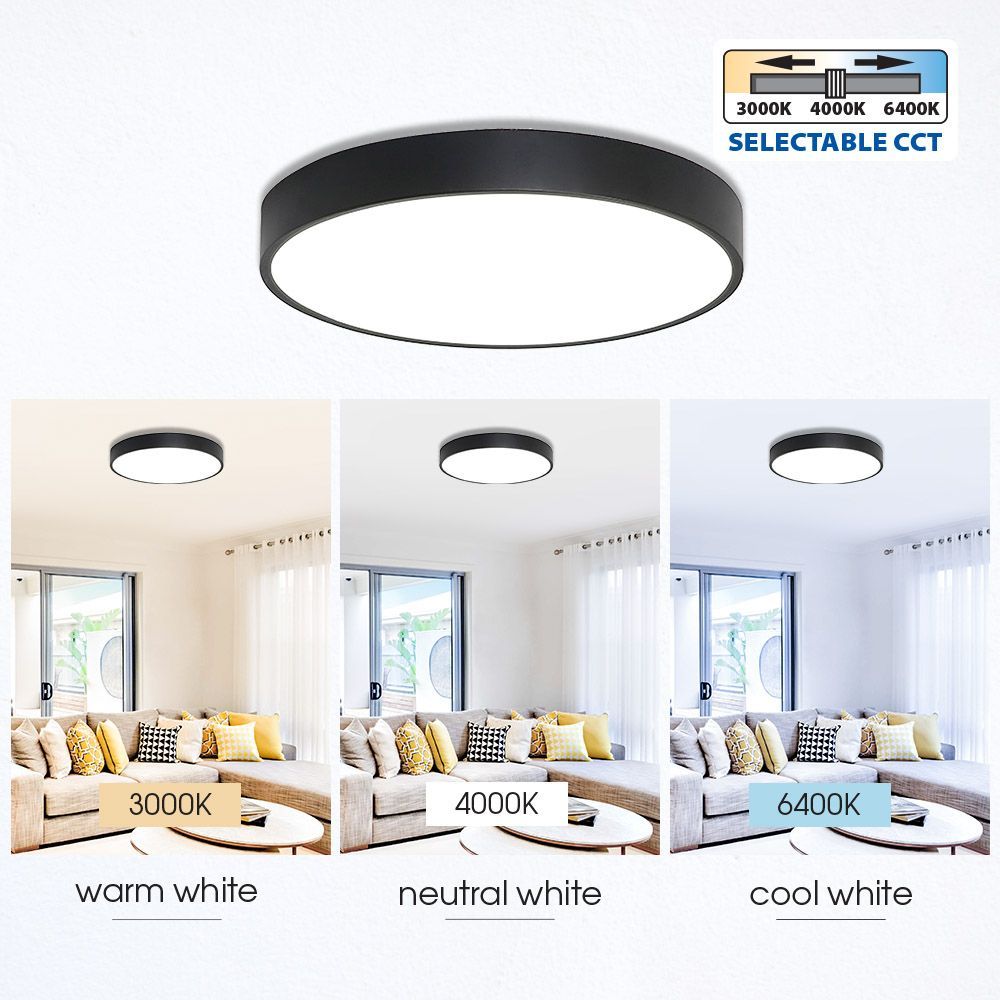 LED ПЛАФОНИЕРА LUKA LED ∙ 35W ∙ ЧЕРЕН ∙ CCT-SWITCH ∙ 3000K-4000K-6400K / 004617