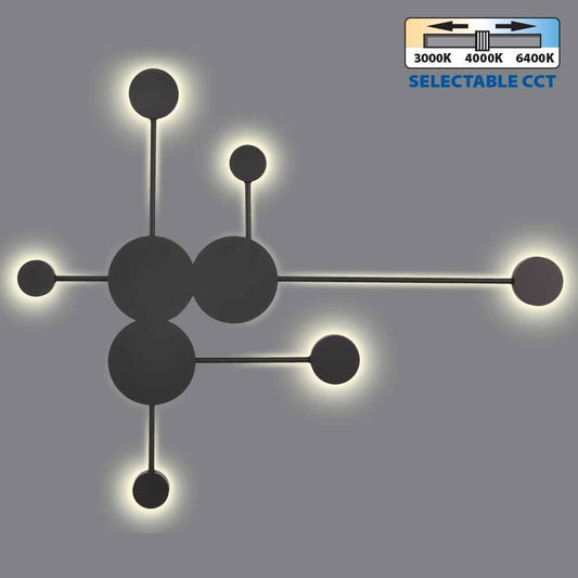 ДЕКОРАТИВНО LED ОСВЕТИТЕЛНО ТЯЛО GEMINI LED ∙ 22W ∙ ЧЕРЕН ∙ CCT-SWITCH ∙ 3000K-4000K-6400K / 004818