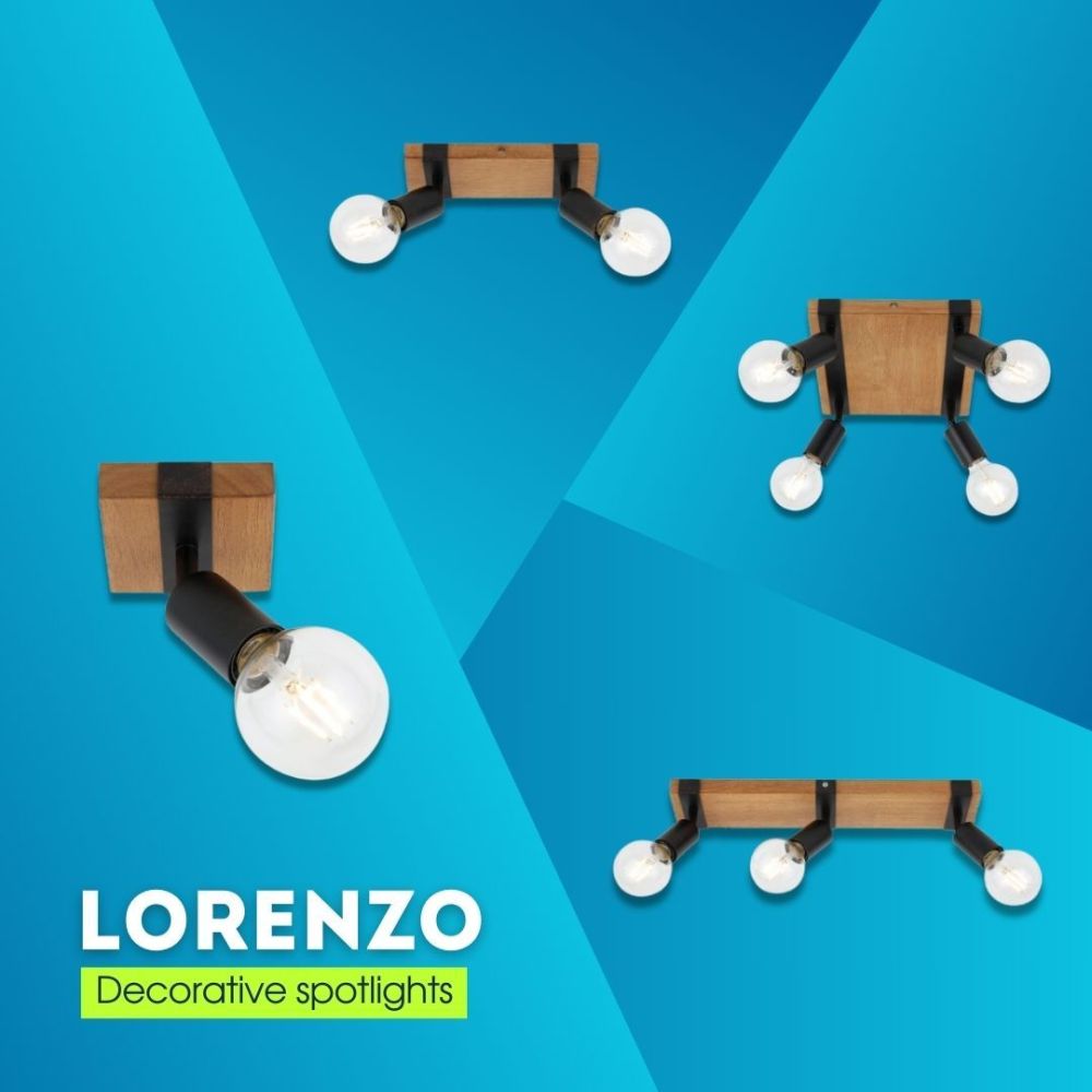 Квадратен спот за таван SP745-4SQ LORENZO ∙ дърво+черно ∙ 4хЕ27 / 004890