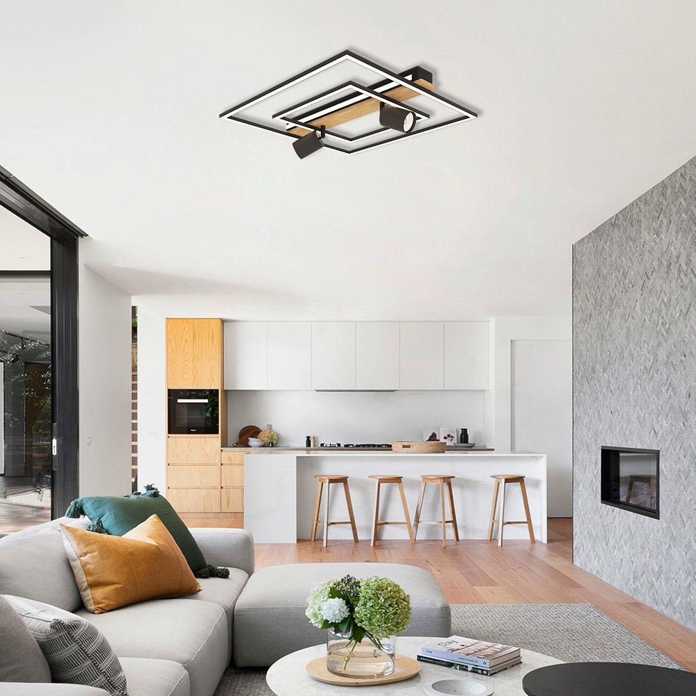 LED ПЛАФОН CAMPO LED ∙ 36W ∙ ЧЕРНО/БЯЛО+ДЪРВО ∙ CCT-SWITCH ∙ 3000-4000-6400K / 005165