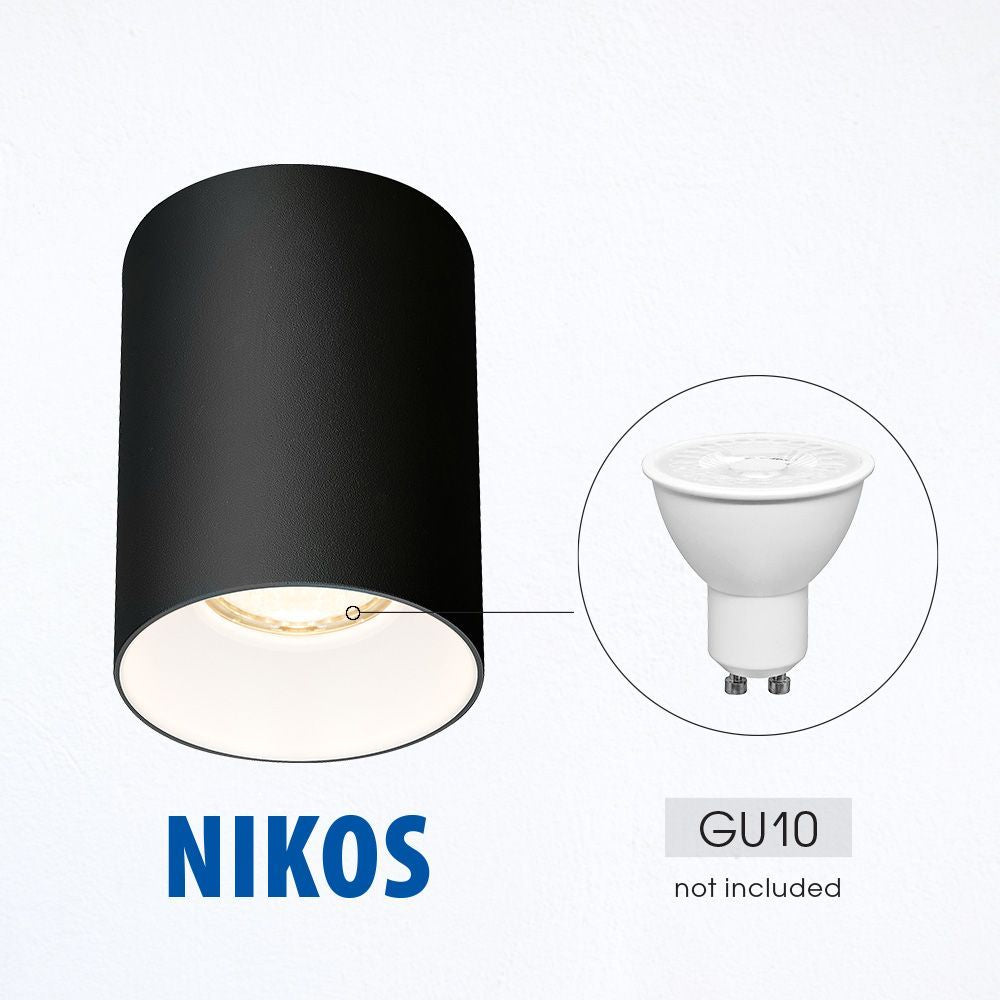 ЛУНА ЗА ВЪНШЕН МОНТАЖ NIKOS ∙ DL724 ∙ GU10 ∙ ЧЕРЕН/БЯЛ / 004706