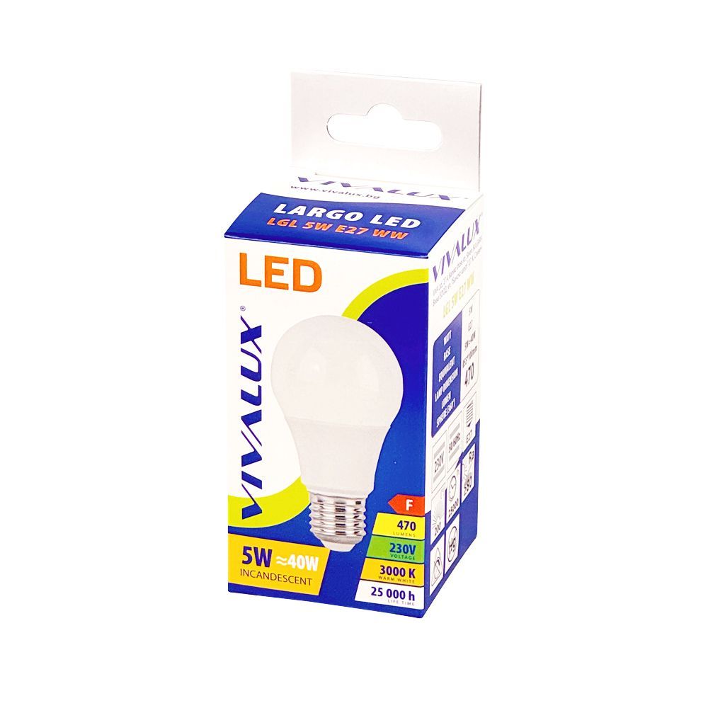 LED ЛАМПА LARGO LED ∙ 5W ∙ 470LM ∙ E27 ∙ 3000K / 005124