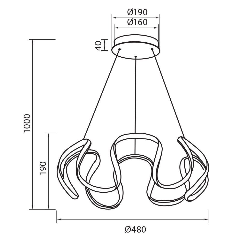 LED ПОЛИЛЕЙ MEANDRA-P LED ∙ 54W ∙ ЧЕРЕН ∙ CCT-SWITCH ∙ 3000-4000-6000K / 005166